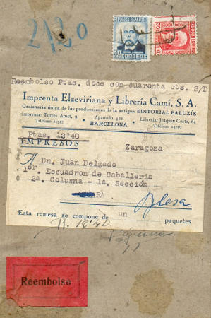 Envíos de correos entre tropas. Guerra civil en Aragón.